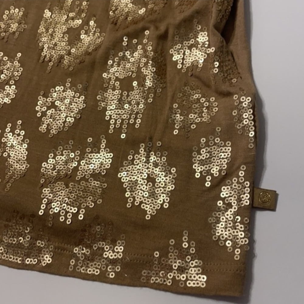 Michael Kors Beige Tank Top with Gold Sequin Accents - Picture 8 of 8